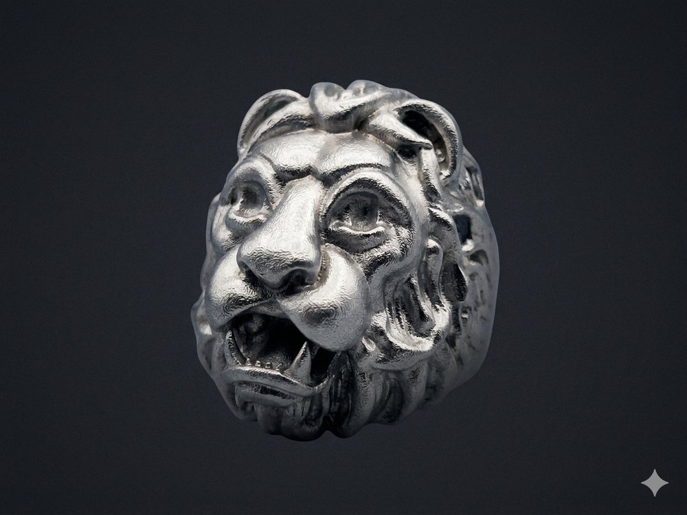 Custom Lion Ring Cast in 18ct White Gold Perth