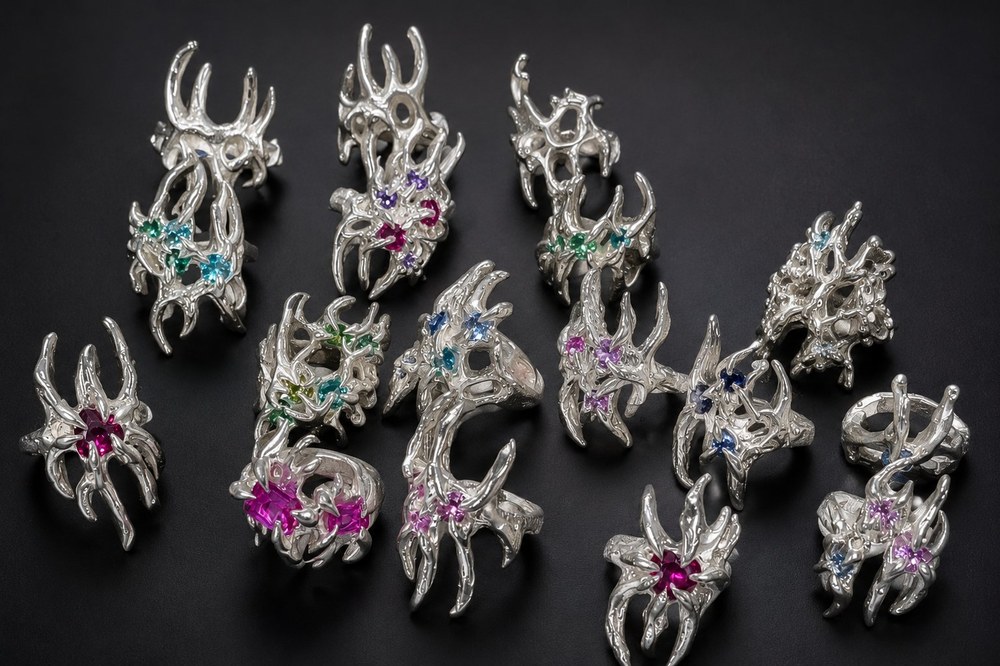 Stone in Place Casting Perth - TRS Silver Castings with coloured gemstones